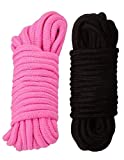 Soft Cotton Rope- 10m Multi-Function Natural Durable Long Rope - Variety of Color (Black Pink)