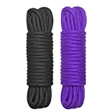 Soft Cotton Rope-32 feet 10m Multi-Function Natural Durable Long Rope (Black Purple)