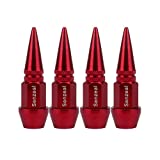 Senzeal 4X Long Impale Spike Style Polished Aluminum Tire Valve Stem Caps Red