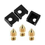 Sovol 3D Printer 3 x Mk8 Makerbot Extruder Nozzle 0.4mm Print Head & 3 x MK7/MK8/MK9 Heater Block Cover Silicone Sock for Ender 3, Ender 3 Pro, CR-10,10S,S4,S5 ANET A8