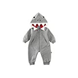 ALLAIBB Shark Costume Onesie Cotton 3D Cartoon Romper Cute Jumpsuit Hooded Outwear for Newborn Infant Kids Baby Boys Girls