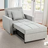 Esright 40 Inch Sofa Bed 3-in-1 Convertible Chair Multi-Functional Adjustable Recliner, Sofa, Bed, Modern Linen Fabric, Light Gray