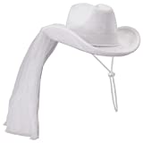 Beistle Brides Cowgirl Hat and Veil - Western Style, Novelty, for Bachelorette Parties, One Size