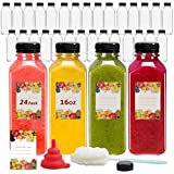 24pcs 16oz Plastic Bottles with Caps, YULEER Take Out Bottles with Lids for Juicing Bottles, Clear Juice Bottles Bulk Beverage Containers for Juicing, Smoothie, Drinking, and Other Beverages