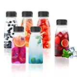 6 Pcs 4 Oz Plastic Juice Bottles Empty Clear Containers with Tamper Proof Lids for Juice, Milk and Other Beverage