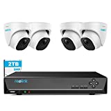 REOLINK Smart 5MP 8CH Home Security Camera System, 4pcs Wired 5MP PoE IP Cameras Outdoor with Person Vehicle Detection, 4K 8CH NVR with 2TB HDD for 24-7 Recording, RLK8-520D4-5MP