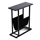 GOOD & GRACIOUS Side Table, Industrial End Table, Vintage Bedside Table with Sturdy Metal Frame for Living Room, Bedroom & Small Spaces, Easy Assembly, Industrial,Black