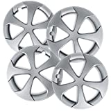 15 inch Hubcaps Best for 2012-2015 Toyota Prius - (Set of 4) Wheel Covers 15in Hub Caps Silver Rim Cover - Car Accessories for 15 inch Wheels - Snap On Hubcap, Auto Tire Replacement Exterior Cap