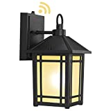 11"H Dusk to Dawn Outdoor Wall Mount Lantern, Wall Light Fixtures with Exterior Sensor, Anti-Rust Aluminum & Tempered Frosted Glass Lamp, IP65 Waterproof for Patio Porch Doorway