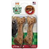 Nylabone Healthy Edibles WILD Natural Long Lasting Bison Flavor Dog Chew Treats Wild Bone Medium/Wolf (2 Count)