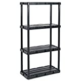 Gracious Living 4 Shelf Knect-A-Shelf Solid Light Duty Storage Unit 24 x 12 x 48 Organizer System for Home, Garage, Basement, and Laundry, Black