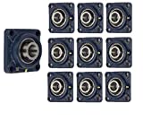 Jeremywell UCF205-16 Pillow Block Bearing 1 inch Bore, Square, 4-Bolt Flange Mounted, Solid Base, Self-Alignment (10 PCS)