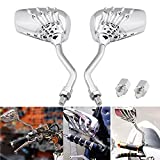 Chrome 8mm/10mm Motorcycle Skull Skeleton Rearview Side Mirrors Compatible with Honda Yamaha Kawasaki Suzuki Aprilia