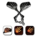 OKSTNO LED Skull Skeleton Hand Claw Side Mirrors Rearview Mirrors With Turn Signals For Motorcycle with 8mm 10mm Thread Bolts, Left & Right