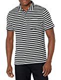 Amazon Essentials Men's Slim-Fit Pocket Jersey Polo, Black Stripe, Large