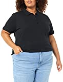 Amazon Essentials Women's Short-Sleeve Polo Shirt, Black, Large