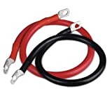 4AWG 20-Inch Battery Power Inverter Cables Set with 3/8"Lugs Terminals 4 Gauge x 20" (1 Black & 1 Red) for Car Marine Solar ATV Lawn Mower RV Motorcycle