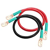 10L0L 4AWG 25 inch Battery Inverter Cables Set for Car, Marine, Motorcycle, RV, Golf Cart, Solar (1 Black & 1 Red) - 4 Gauge 2 Feet with 5/16 Ring Terminals