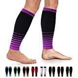 NEWZILL Compression Calf Sleeves (20-30mmHg) for Men & Women - Perfect Option to Our Compression Socks - for Running, Shin Splint, Medical, Travel, Nursing, Cycling (L/XL, i-Black/Purple)