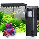 TARARIUM Quiet 2-15 Gal Betta Fish Turtle Tank Filter, 3 in 1 Water Air Pump Filtration, Rain Type Submersible Aquarium Internal Filter for Aquarium/Turtle Tank