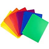 Dunwell Binder Folders with Pockets - (Assorted Colors, 6 Pack, 2 Pockets 3 Holes), Colored Plastic Folders for 3 Ring Binder , Poly 2 Pocket Folder for School, Includes Adhesive Labels