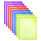 TEWRLNDE 8 Packs Heavy Duty Plastic Folders with Clear Front Pocket for 3 Ring Binder, Pocket Folders for Letter Size Paper, Assorted Colors/Card Slot for School Office Home