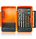 STROTON Cobalt Drill Bit Set (1/16-1/2 Inch, 17PCS), M35 High Speed Steel Twist Drill Bits for Stainless Steel, Hard Metal, Cast Iron, Plastic and Wood