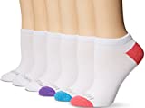 Fruit of the Loom Women's 6-Pair No Show Socks, White/Pink/Blue/Purple, Shoe Size: 4-10