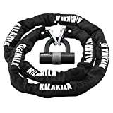 KILAKILA Security Chain Lock Heavy Duty Bike Lock 10mm Bicycle Lock Motorbike Lock Disc Lock with 16mm U Lock 6.56-Feet