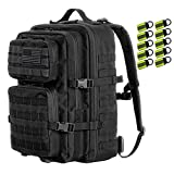 Black Tactical Backpack for Men, Military Backpack, Molle Backpack, 42L, Waterproof, Large Army 3 Day Assault Pack (Black)