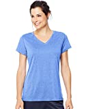 Hanes womens Sport Heathered Performance V-neck Tee Shirt, Awesome Blue Heather, Large US