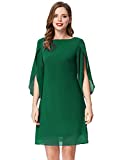 Women 3/4 Sleeve Loose Formal Evening Ball Gown Midi Cocktail Dresses Green XL
