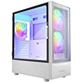 Antec NX410 ATX Mid-Tower Case, Tempered Glass Side Panel, Full Side View, Pre-Installed 2 x 140mm in Front & 1 x 120 mm ARGB Fans in Rear (White) (9734088000)