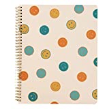 Happy Face Notebook, Cute Stationery Large Spiral Journal with Collge Ruled Pages, 8.75 x 11 inches, Retro Aesthetic Notebook Lined Paper, Back to School Supplies, Wire Bound Journal