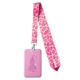 Winnwing ID Badge Holder with Lanyard Cute Pink Preppy Leopard Name Tag ID Card Case with Strap Lanyard Clip Clasp Back to School Supplies for Women Girls Students Teachers Nurse Doctor Office Worker