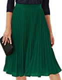 GRACE KARIN Womens Summer Chiffon Skirts Flared Pleated Midi Skirt Dark Green XL