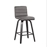 Armen Living Vienna Counter Height Barstool Brushed Wood Finish Faux Leather Kitchen and Dining, 26" Grey/Black, More color/size option