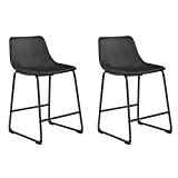 Signature Design by Ashley Centiar 24" Counter Height Modern Bucket Barstool, 2 Count, Black