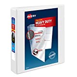 Avery Heavy-Duty View 3 Ring Binder, 1.5" One Touch Slant Rings, Holds 8.5" x 11" Paper, 1 White Binder (05404)