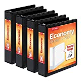 Cardinal Economy 3 Ring Binder, 1.5 Inch, Presentation View, Black, Holds 350 Sheets, Nonstick, PVC Free, 4 Pack of Binders (79519)