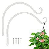 FEED GARDEN Iron Wall Hooks Decorative Metal Curved Plant Hanger Hooks, Indoor/Outdoor Use for Hanging Bird Feeders, Wind Chimes, Flower Baskets, Yoga Mat, (White, 8 Inch 2 Pack)