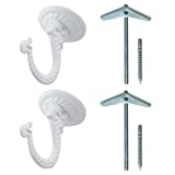 Rocky Mountain Goods Ceiling Swag Hook 2 Pack with Mounting Hardware - 1 1/2 Heavy Duty Swag Hooks for Hanging Planter, Ceiling or Extender Chains - Easy Install with Screws/Brackets (White)