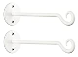 Monarch Abode 20044 Premium Steel Multi Purpose Decorative Hanger Plant Bracket Rust Resistant Indoor Outdoor Garden Wall Hook (Set of 2) 7.5 inch, White