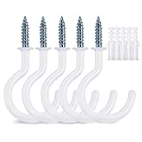 12 Pcs 2.9 Inches White Ceiling Hooks,Vinyl Coated Screw-in Wall Hooks, Plant Hooks, Kitchen Hooks, Cup Hooks Great for Indoor & Outdoor Use (12 Pack +12 Extra Pipes)
