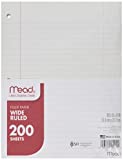 Mead Filler Paper, Loose Leaf Paper, Wide Ruled, 200 Sheets, 3 Packs (15200)