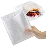 [1000 Pack] Plain 7 x 6 x 1" Glassine Wax Paper Sandwich Bags, Cookie Pastry Food Snack Wraps Baggies Sleeves Grease Resistant Parchment, White Glossy