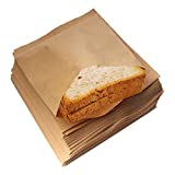 WAYDA 100PCS Sandwich Bags Kraft Paper Bakery Bags Unbleached Paper Pastry Bags for Sandwiches, Hamburger, Bagel, Toast, Snacks, Treats and Party Favors