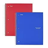 Five Star Spiral Notebooks, 1 Subject, College Ruled Paper, 100 Sheets, 11" x 8-1/2", Blue, Red, 2 Pack (38452)