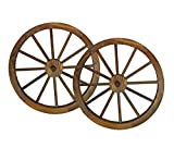 Set of 2 Steel-Rimmed Wooden Wagon Wheels (24 in., Brown) - Decorative Wall Dcor