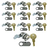 Leisure Coachworks 10 Pack 7/8" Keyed Camlock with Straight and Offset Cam Lock Latch Keyed Alike (10, 7/8")